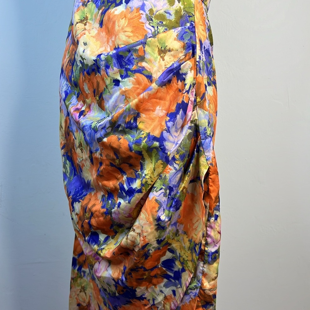 CIDER ASYMMETRIC HEM FLORAL MIDI DRESS S - Picture 6 of 10